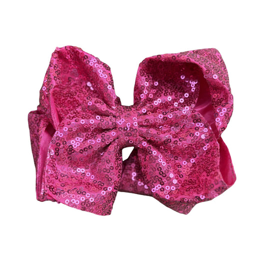7 IN Rose pink Sequin Double Layer Boutique Hair Bows