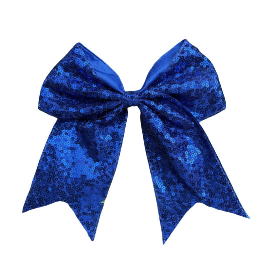 7 IN Royal blue Sequin Cheer Hair Bows Large Alligator Clip