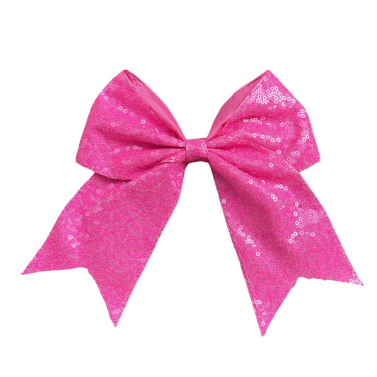 7 IN Shocking pink Sequin Cheer Hair Bows Large Alligator Clip