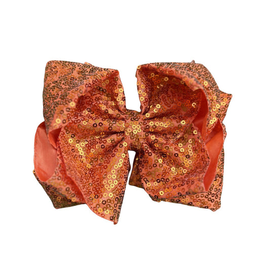 7 IN Tangerine Sequin Double Layer Boutique Hair Bows