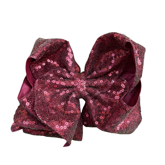 7 IN Wine Sequin Double Layer Boutique Hair Bows