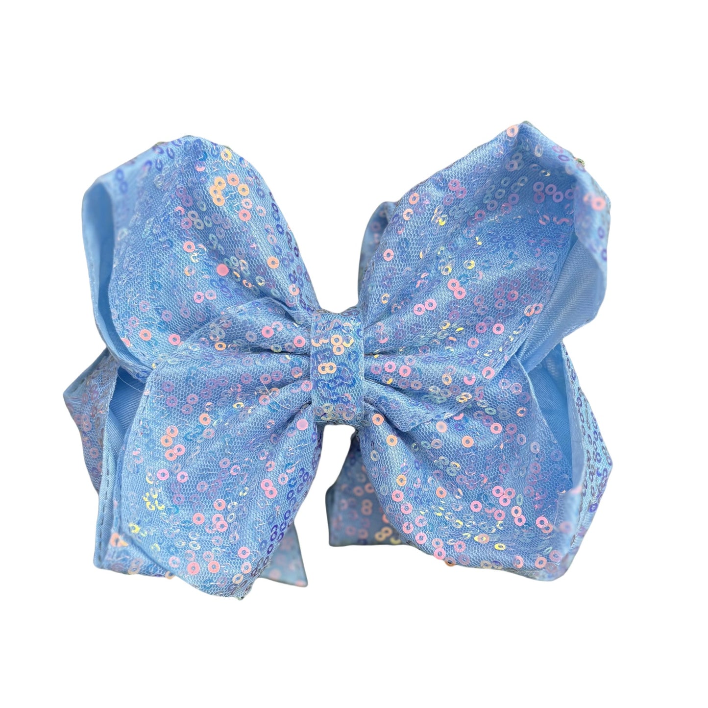 7 IN Light Blue Sequin Double Layer Boutique Hair Bows